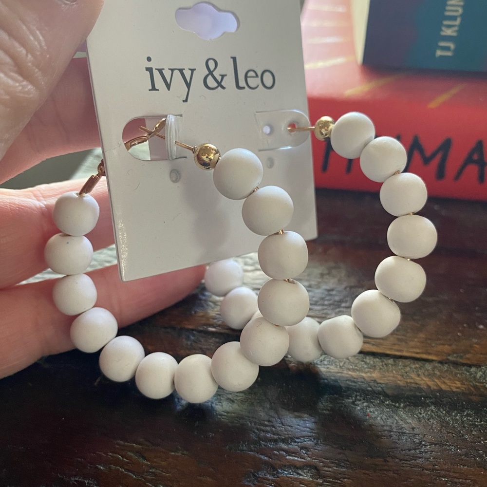 White hoop earrings